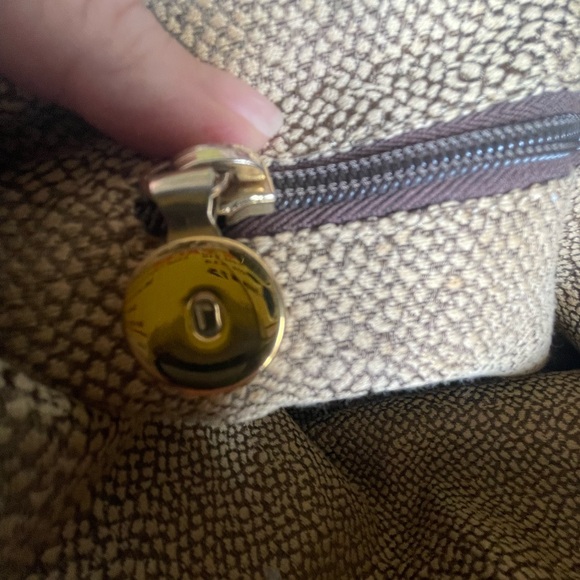 Borbonese Redwall Italy Leather Tote | Partridge Eye Textured | Brass | Vintage - Picture 13 of 13